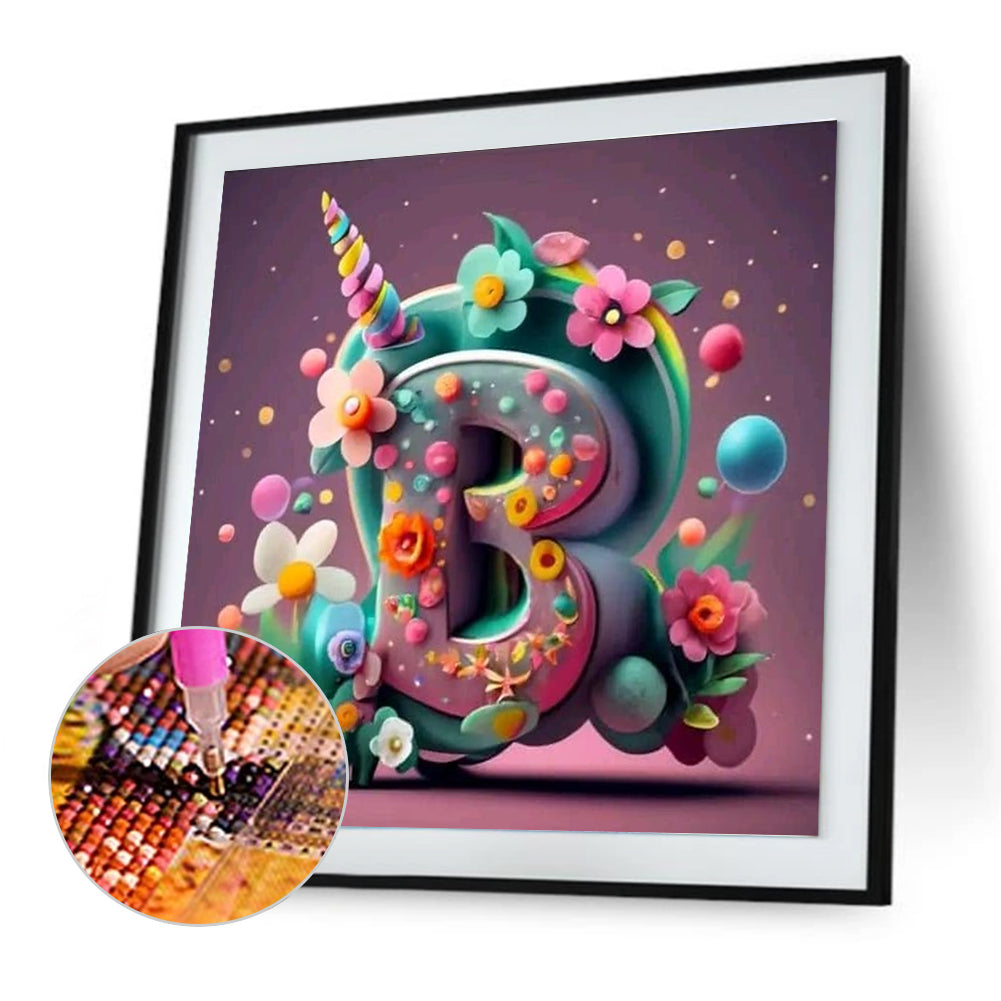 Letter B - Full Round Drill Diamond Painting 30*30CM