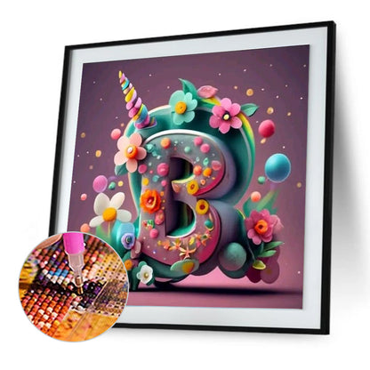 Letter B - Full Round Drill Diamond Painting 30*30CM
