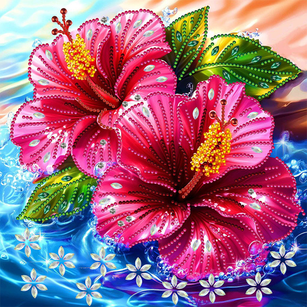 Hibiscus Flower - Special Shaped Drill Diamond Painting 30*30CM