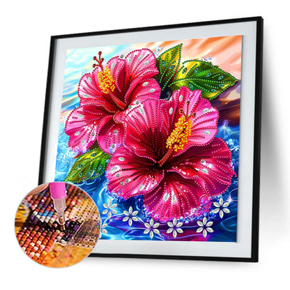 Hibiscus Flower - Special Shaped Drill Diamond Painting 30*30CM