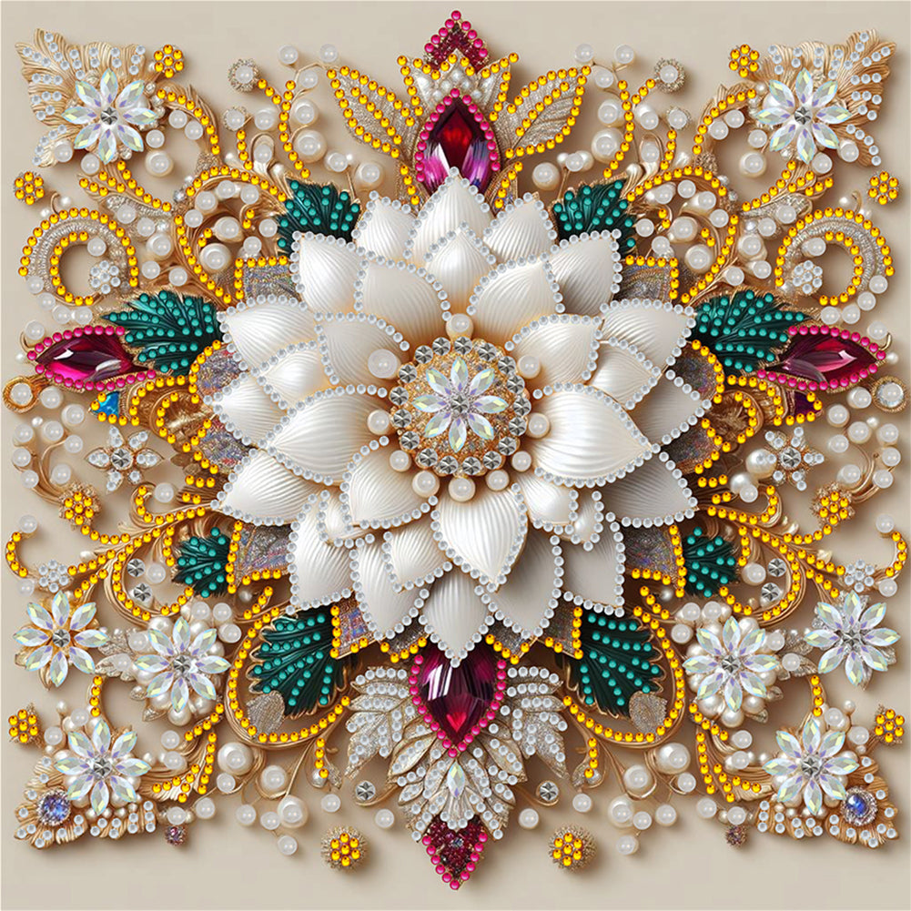 White Flower - Special Shaped Drill Diamond Painting 30*30CM