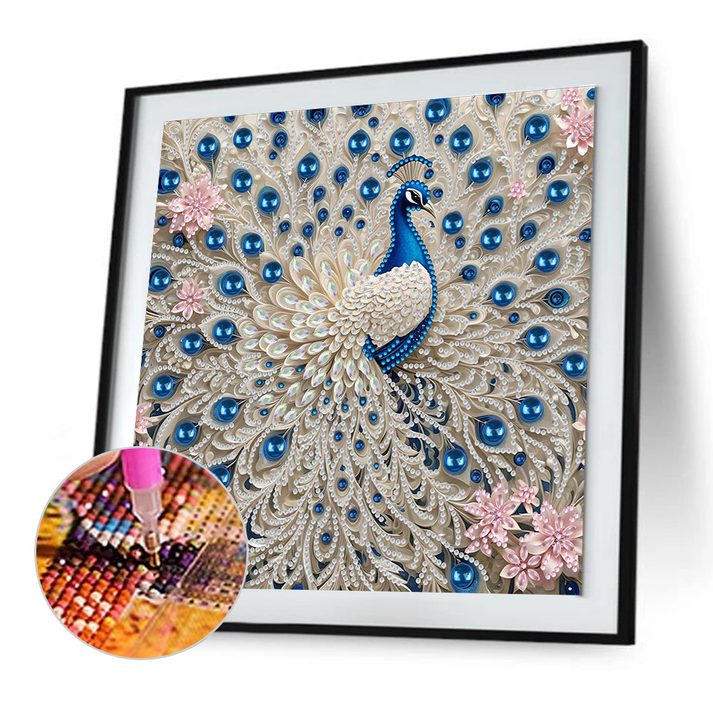White Peacock - Special Shaped Drill Diamond Painting 30*30CM