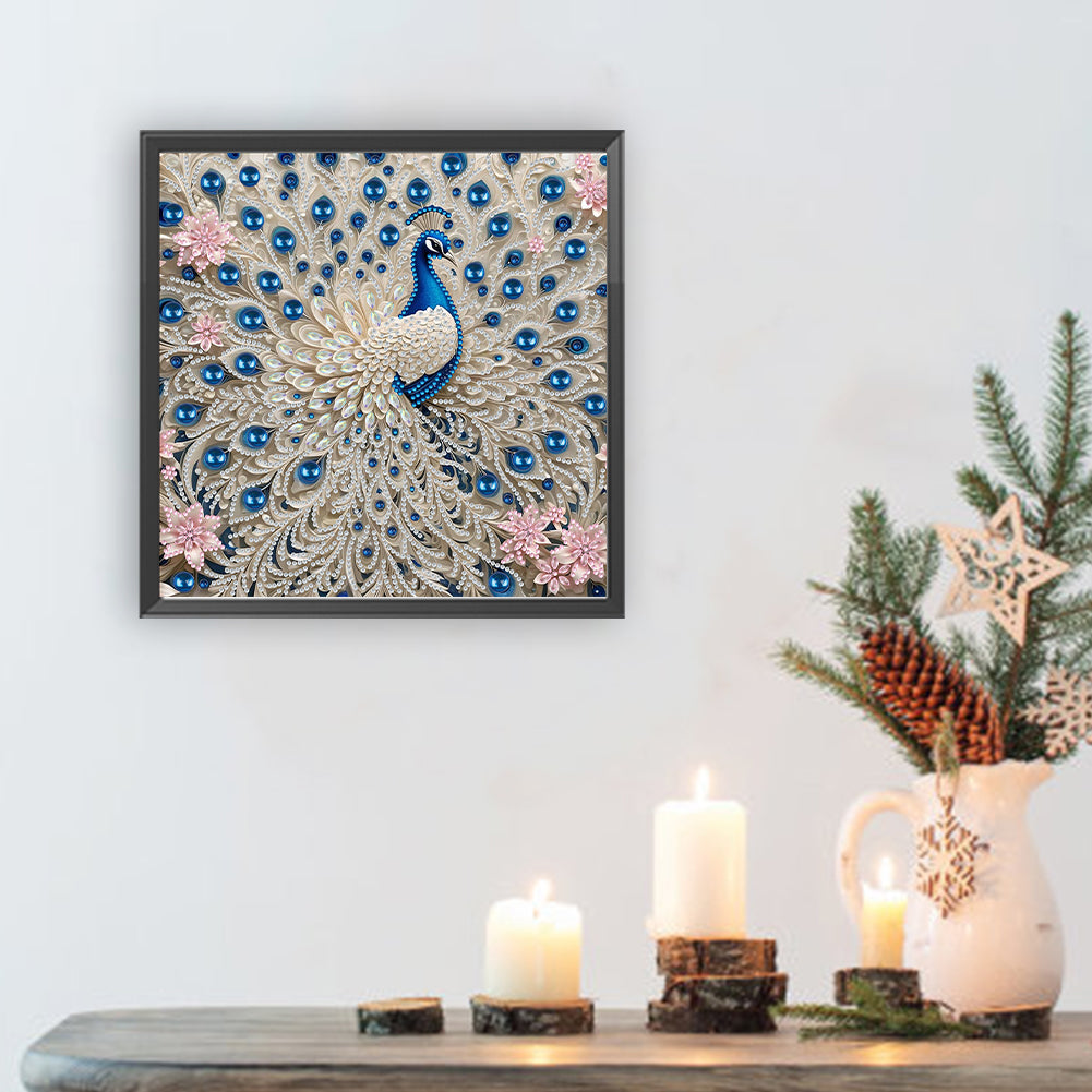 White Peacock - Special Shaped Drill Diamond Painting 30*30CM