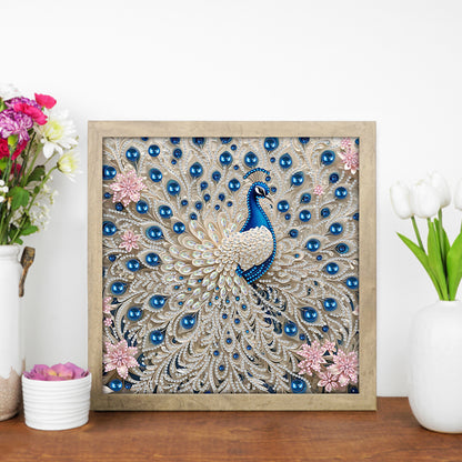 White Peacock - Special Shaped Drill Diamond Painting 30*30CM