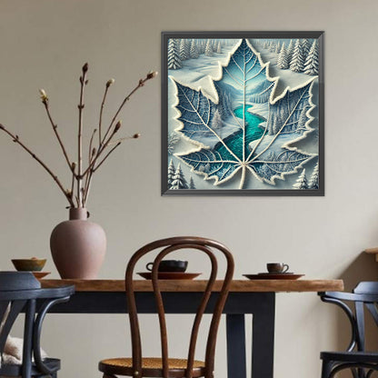 Snow Maple Leaf - Full Round Drill Diamond Painting 40*40CM