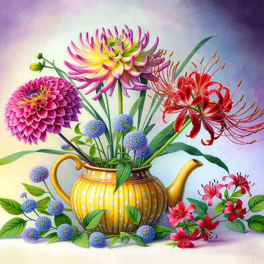 Five Kinds Of Flowers - Full Round Drill Diamond Painting 40*40CM
