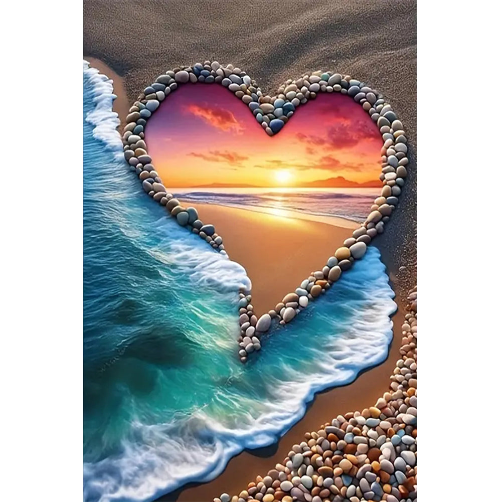 Love Sunset Beach - Full Round Drill Diamond Painting 40*60CM