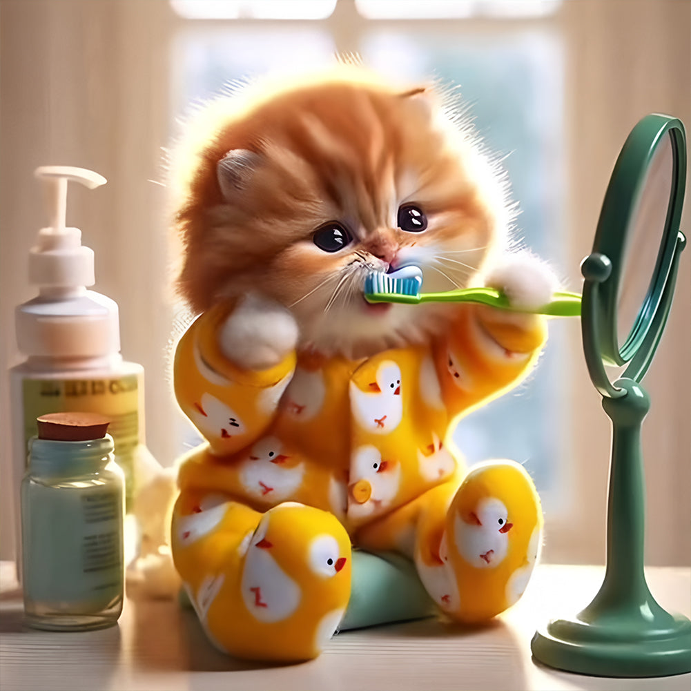 Cute Cat - Full Round Drill Diamond Painting 30*30CM