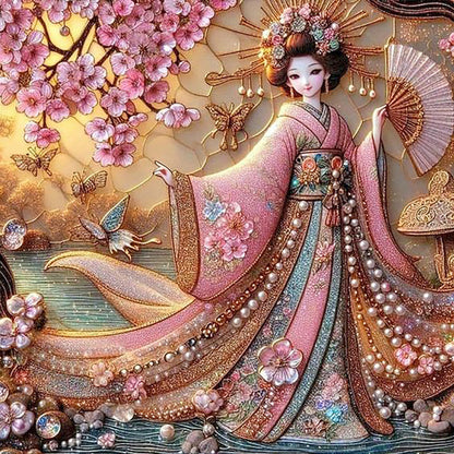 Japanese Geisha Beauty - Full Round Drill Diamond Painting 40*40CM