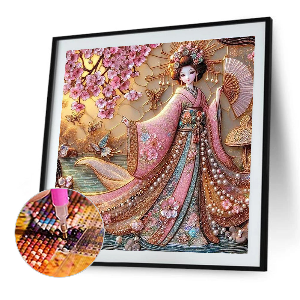 Japanese Geisha Beauty - Full Round Drill Diamond Painting 40*40CM