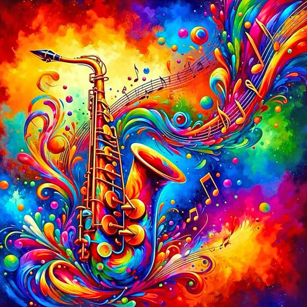 Colorful Musical Instruments Saxophone - Full Round Drill Diamond Painting 40*40CM
