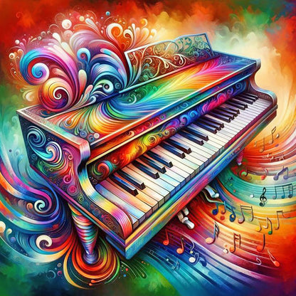 Colorful Musical Instruments Piano - Full Round Drill Diamond Painting 40*40CM
