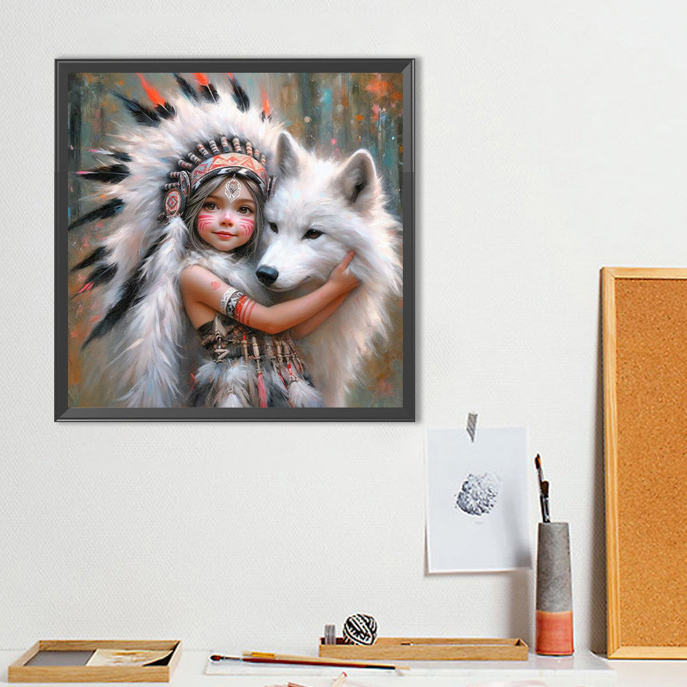Indian Child - Full Round Drill Diamond Painting 40*40CM