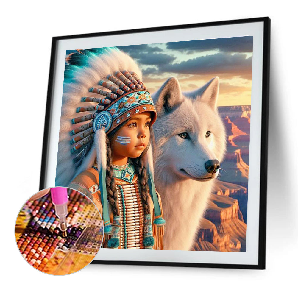 Indian Child - Full Round Drill Diamond Painting 40*40CM