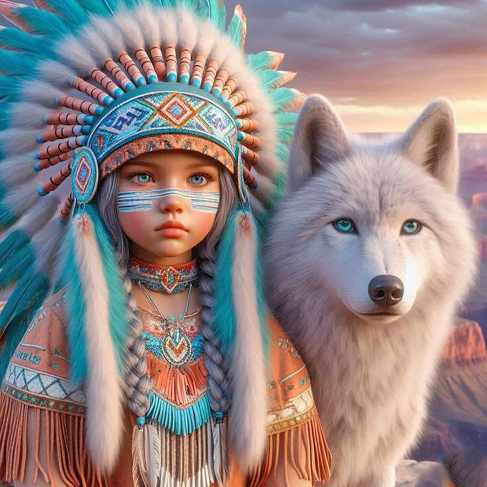 Indian Child - Full Round Drill Diamond Painting 40*40CM