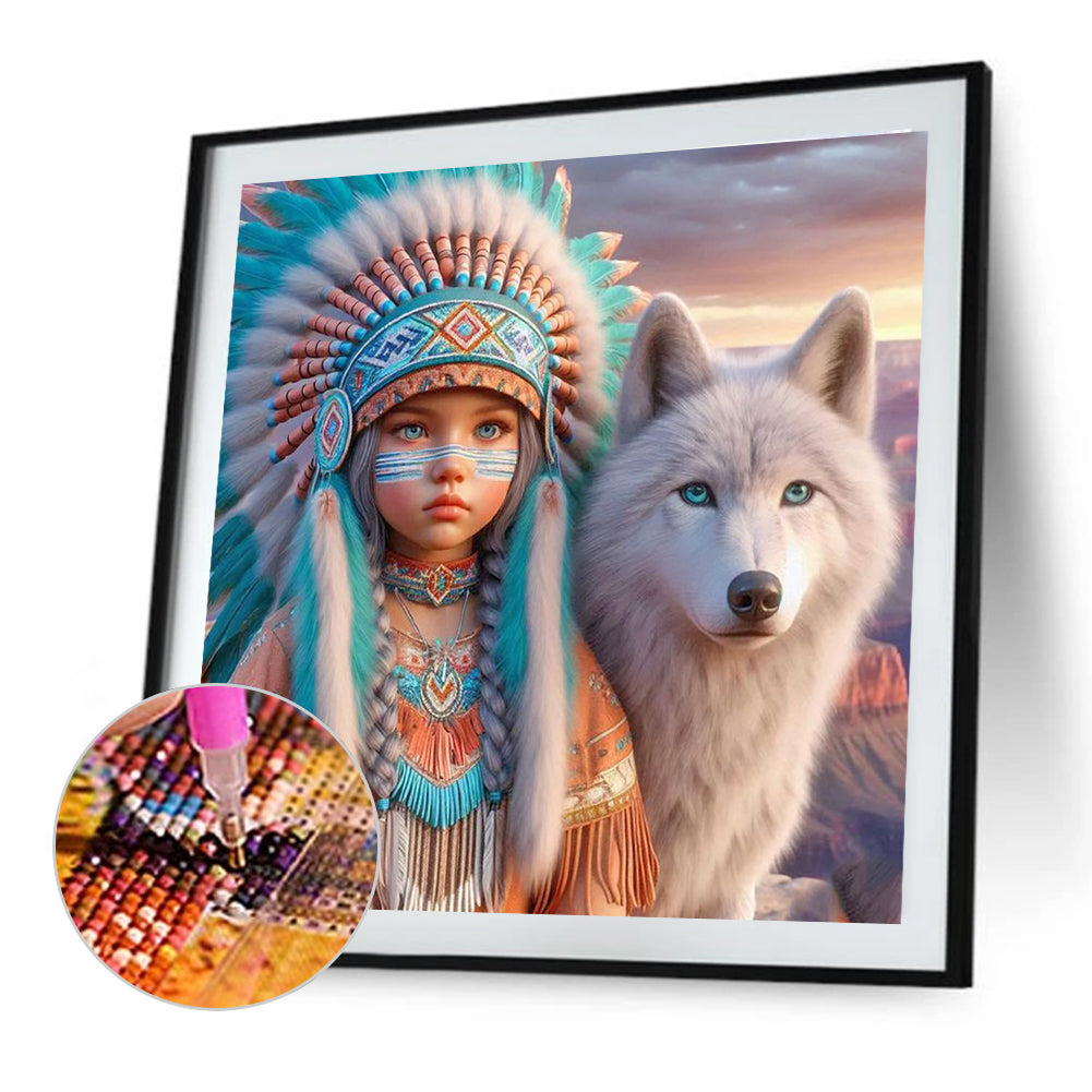 Indian Child - Full Round Drill Diamond Painting 40*40CM