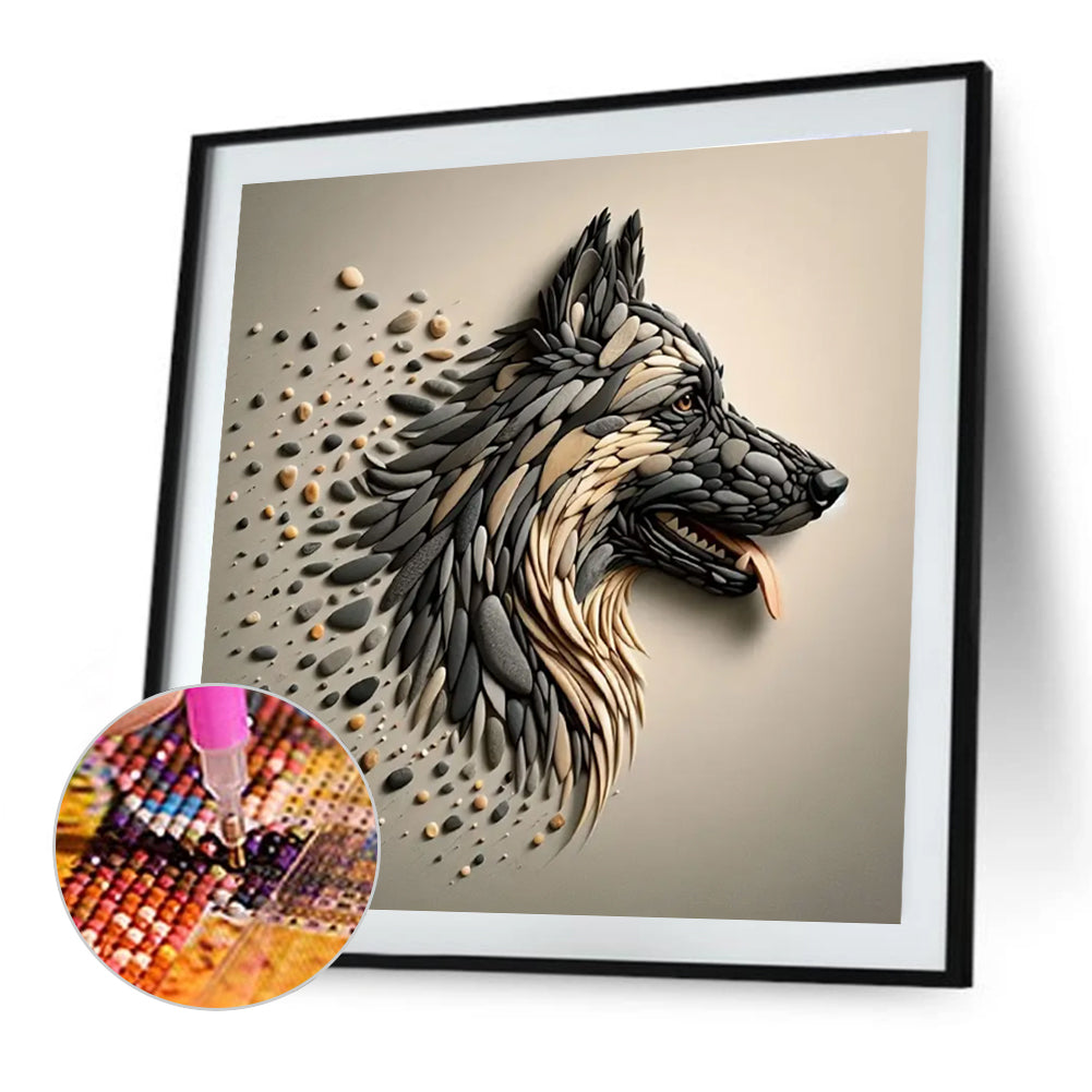 Stone Art Wolf - Full Round Drill Diamond Painting 30*30CM