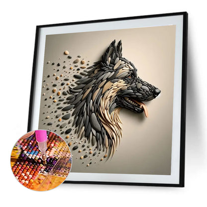 Stone Art Wolf - Full Round Drill Diamond Painting 30*30CM