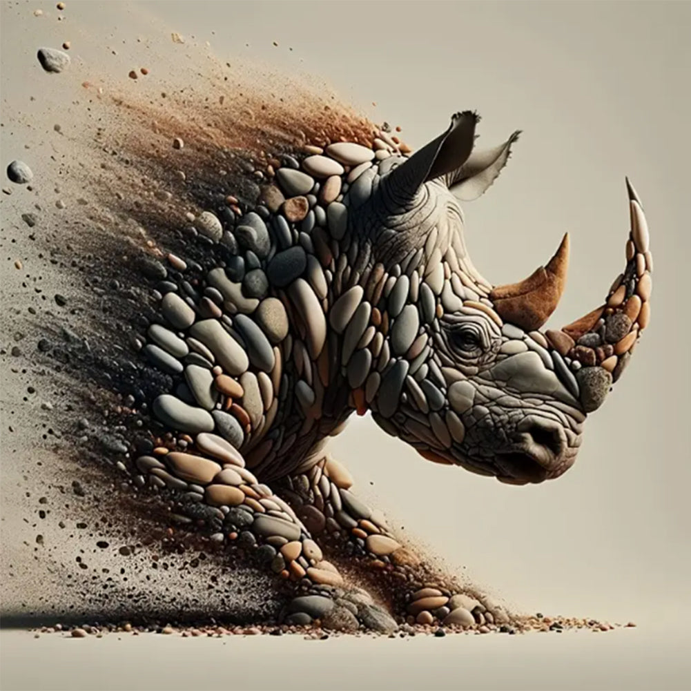 Stone Art Rhino - Full Round Drill Diamond Painting 30*30CM