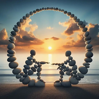 Stone Art Couple At Sunset - Full Round Drill Diamond Painting 30*30CM