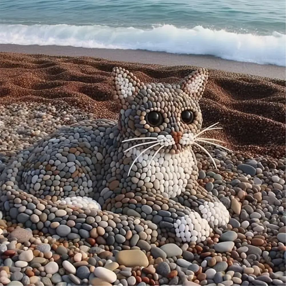 Stone Art Kitten - Full Round Drill Diamond Painting 30*30CM