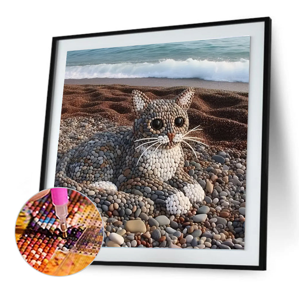 Stone Art Kitten - Full Round Drill Diamond Painting 30*30CM