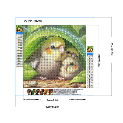 Parrot Under Leaves - Full Round Drill Diamond Painting 30*30CM
