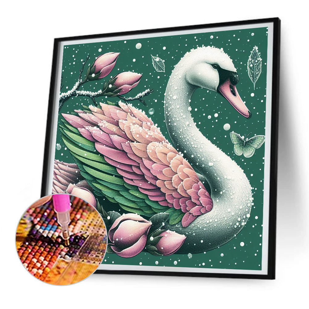 Swan In Orchid - Full Round Drill Diamond Painting 30*30CM