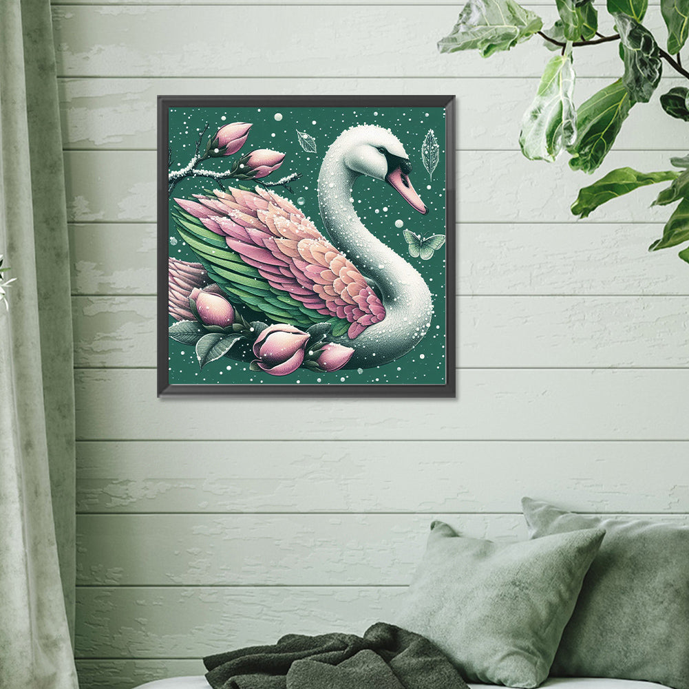 Swan In Orchid - Full Round Drill Diamond Painting 30*30CM