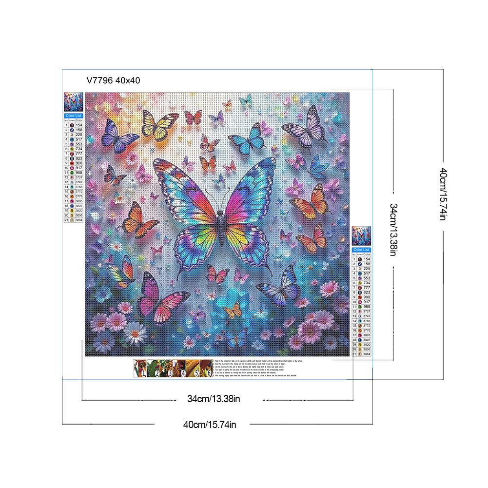 Many Butterflies - Full Round Drill Diamond Painting 40*40CM
