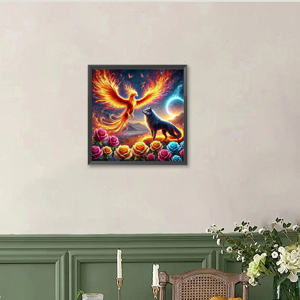 Phoenix And Wolf - Full Round Drill Diamond Painting 40*40CM