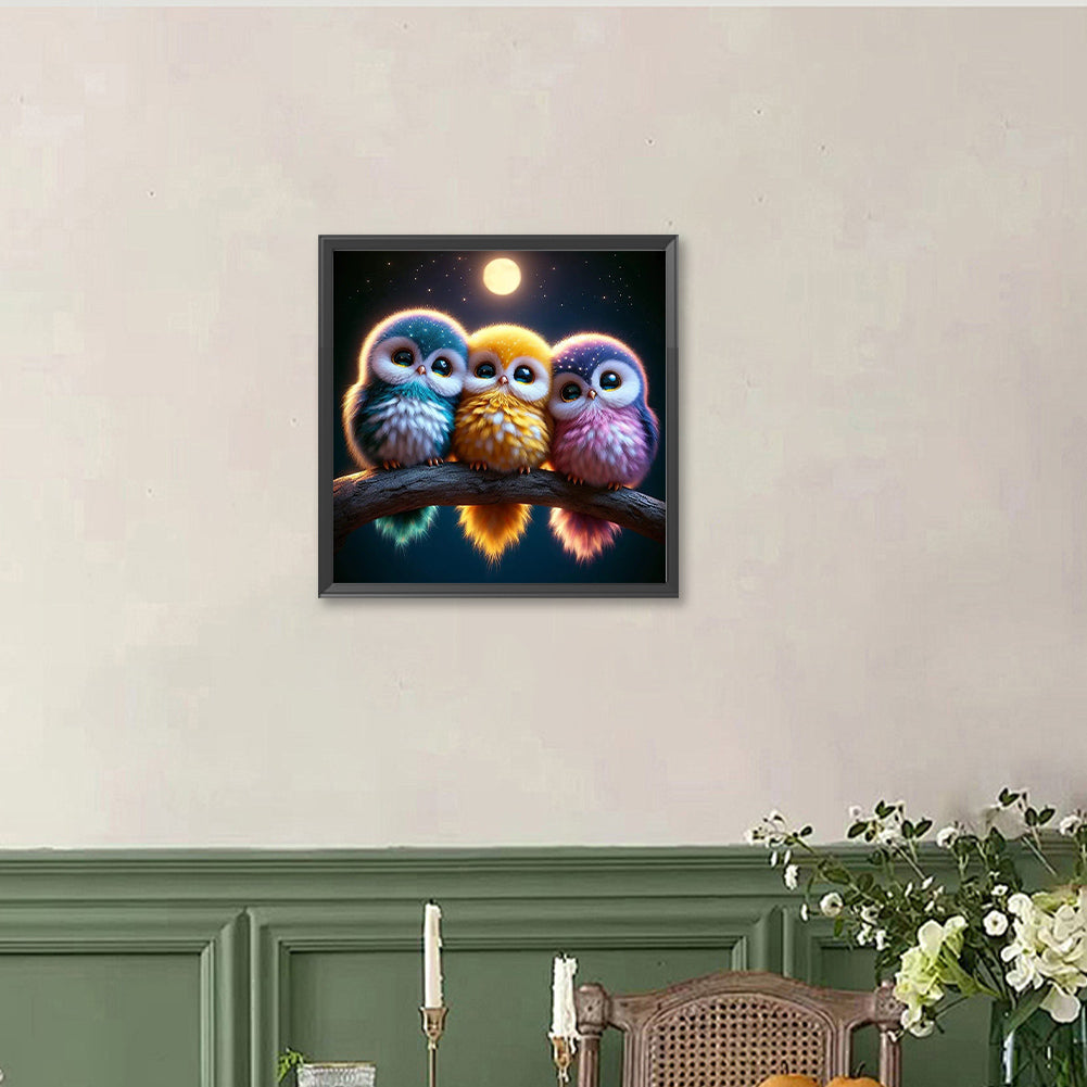 Three Owls - Full Round Drill Diamond Painting 40*40CM