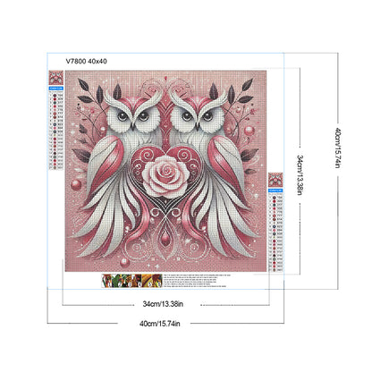 Two Owls - Full Round Drill Diamond Painting 40*40CM