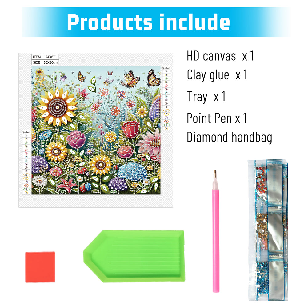 Flowers In The Woods - Special Shaped Drill Diamond Painting 30*30CM
