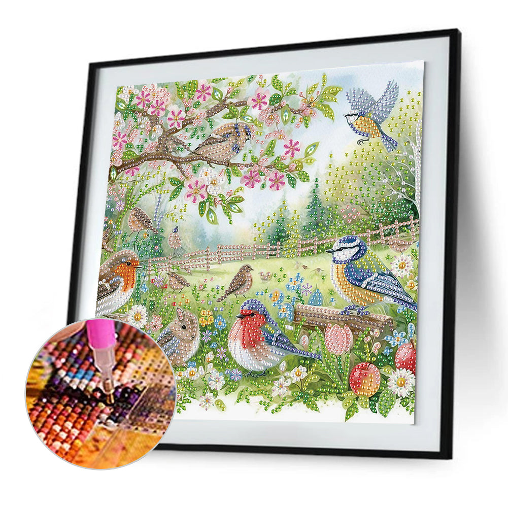 Flowers In The Woods - Special Shaped Drill Diamond Painting 30*30CM
