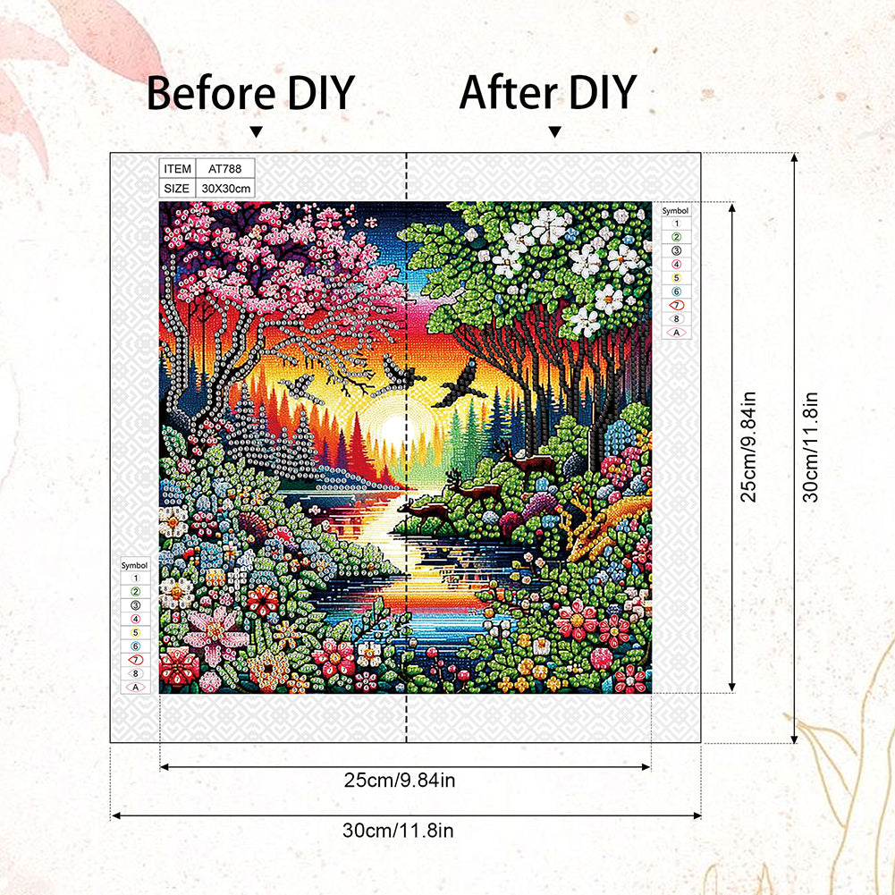 Flowers In The Woods - Special Shaped Drill Diamond Painting 30*30CM