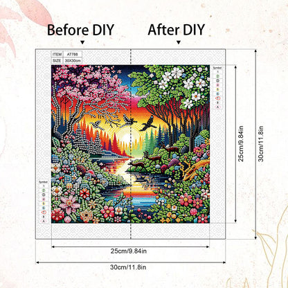 Flowers In The Woods - Special Shaped Drill Diamond Painting 30*30CM