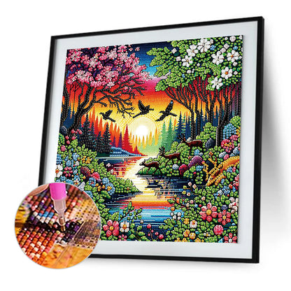 Flowers In The Woods - Special Shaped Drill Diamond Painting 30*30CM