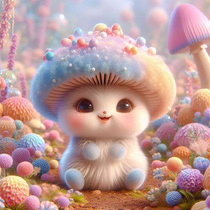 Blue Mushroom - Full Round Drill Diamond Painting 30*30CM