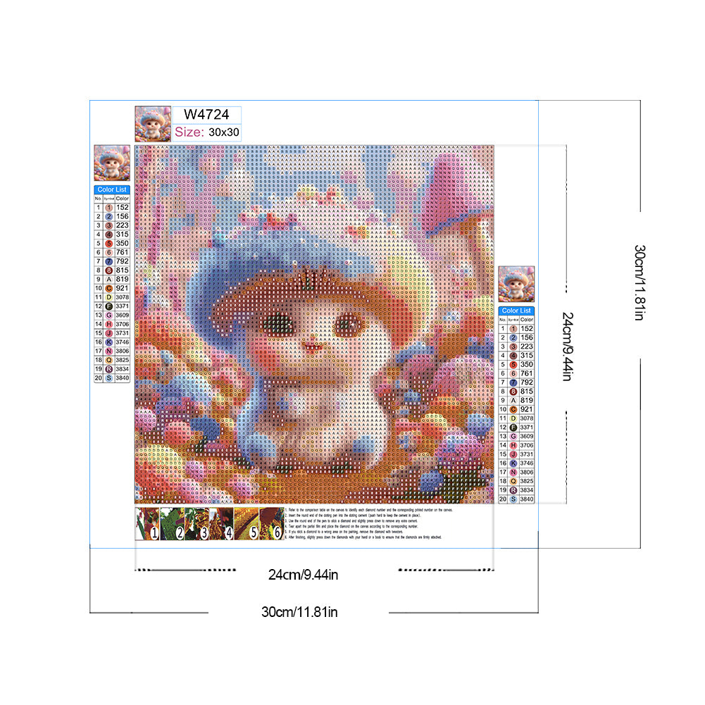 Blue Mushroom - Full Round Drill Diamond Painting 30*30CM