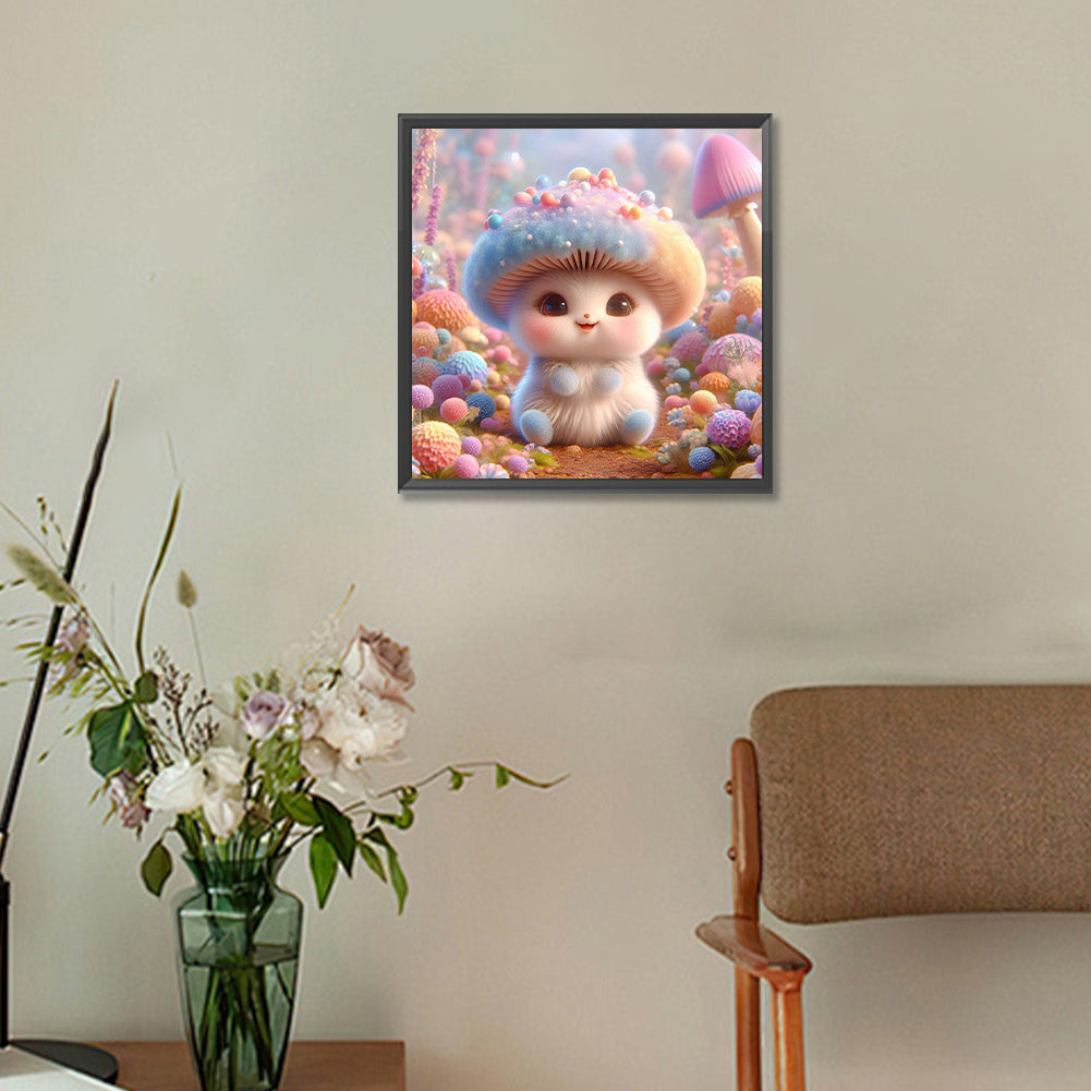 Blue Mushroom - Full Round Drill Diamond Painting 30*30CM