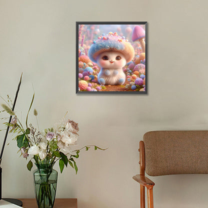 Blue Mushroom - Full Round Drill Diamond Painting 30*30CM