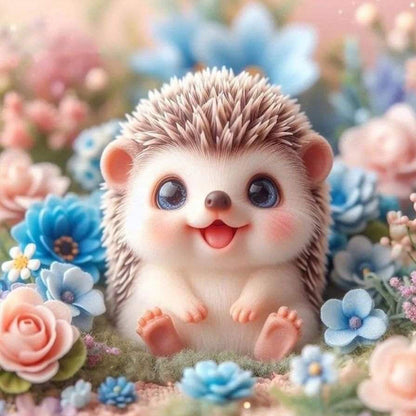 Flower Hedgehog - Full Round Drill Diamond Painting 30*30CM