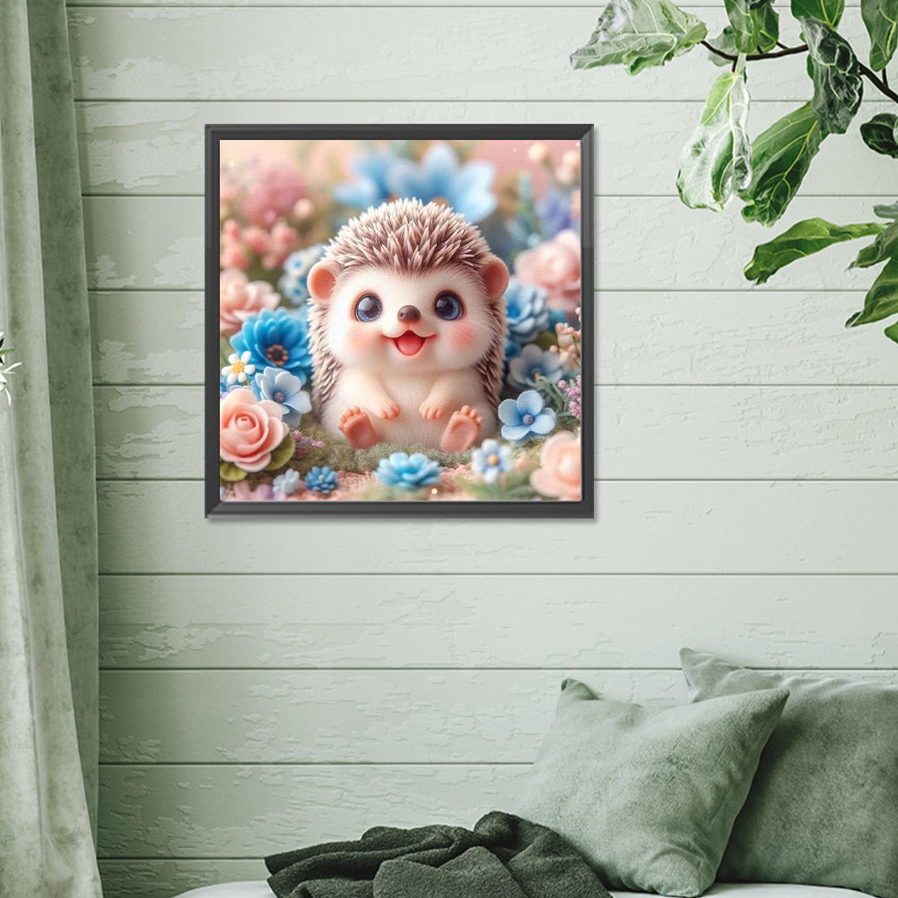 Flower Hedgehog - Full Round Drill Diamond Painting 30*30CM