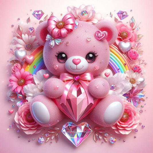 Pink Bear - Full Round Drill Diamond Painting 30*30CM