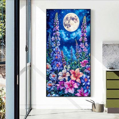 Flowers Under Moon - Full Round Drill Diamond Painting 40*70CM