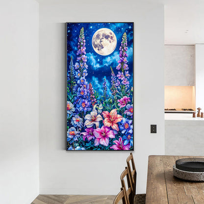 Flowers Under Moon - Full Round Drill Diamond Painting 40*70CM