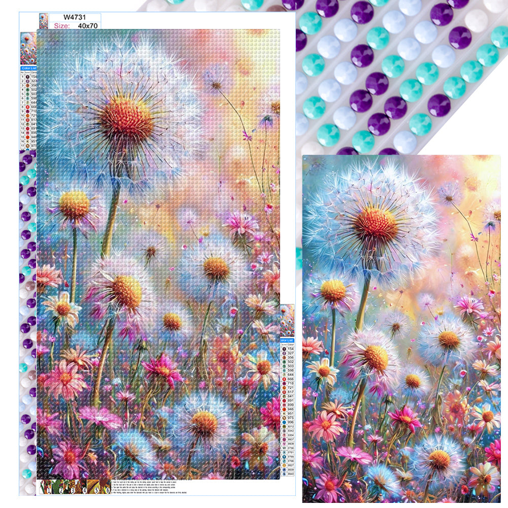 Dandelion Flowers - Full Round Drill Diamond Painting 40*70CM
