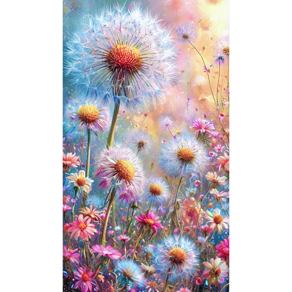 Dandelion Flowers - Full Round Drill Diamond Painting 40*70CM