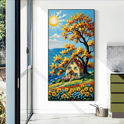 Hillside House - Full Round Drill Diamond Painting 40*70CM